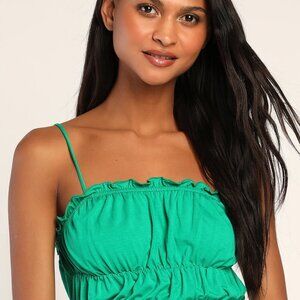 Lulus Tiers to the Weekend Green Tiered Cropped Tank Top